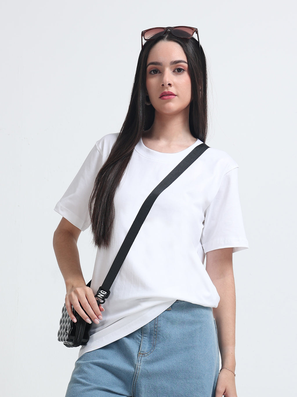 Premium White Cotton Round neck T-Shirt for women's  – Regular Fit