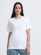 Premium White Cotton Round neck T-Shirt for women's  – Regular Fit