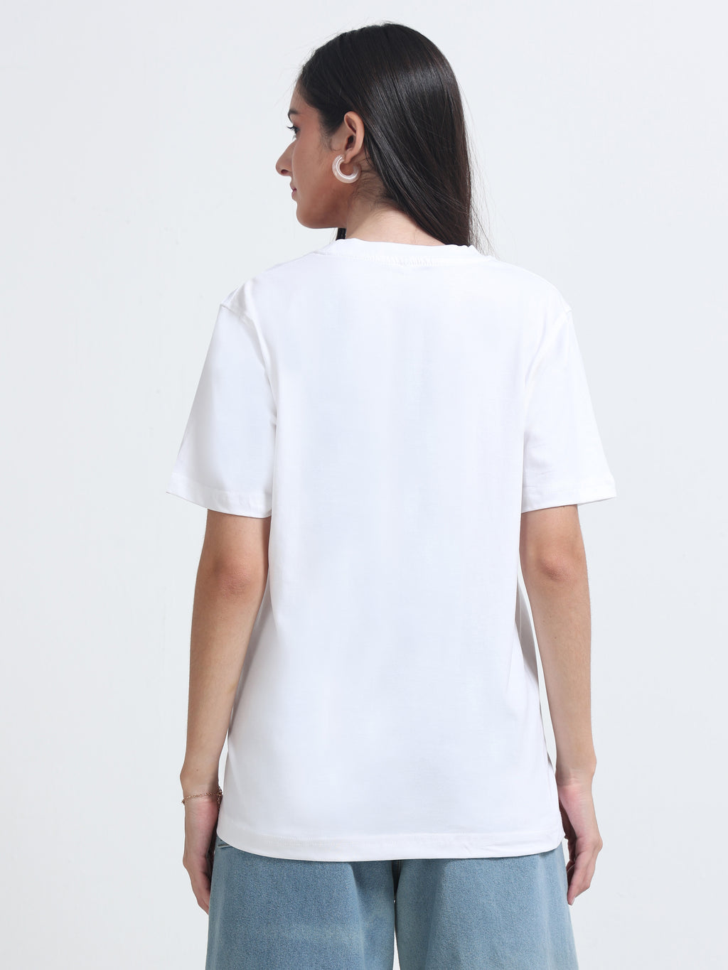 Premium White Cotton Round neck T-Shirt for women's  – Regular Fit