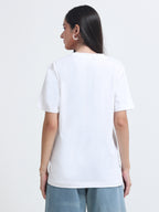 Premium White Cotton Round neck T-Shirt for women's  – Regular Fit