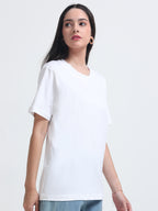 Premium White Cotton Round neck T-Shirt for women's  – Regular Fit