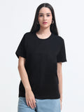Premium black Cotton Round neck T-Shirt for women's  – Regular Fit