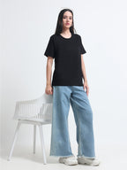 Premium black Cotton Round neck T-Shirt for women's  – Regular Fit