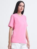 Premium Pink Cotton round neck  T-Shirt for Women's – Regular Fit