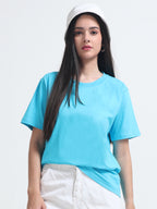 Premium Blue Cotton round neck T-Shirt for women's  – Regular Fit