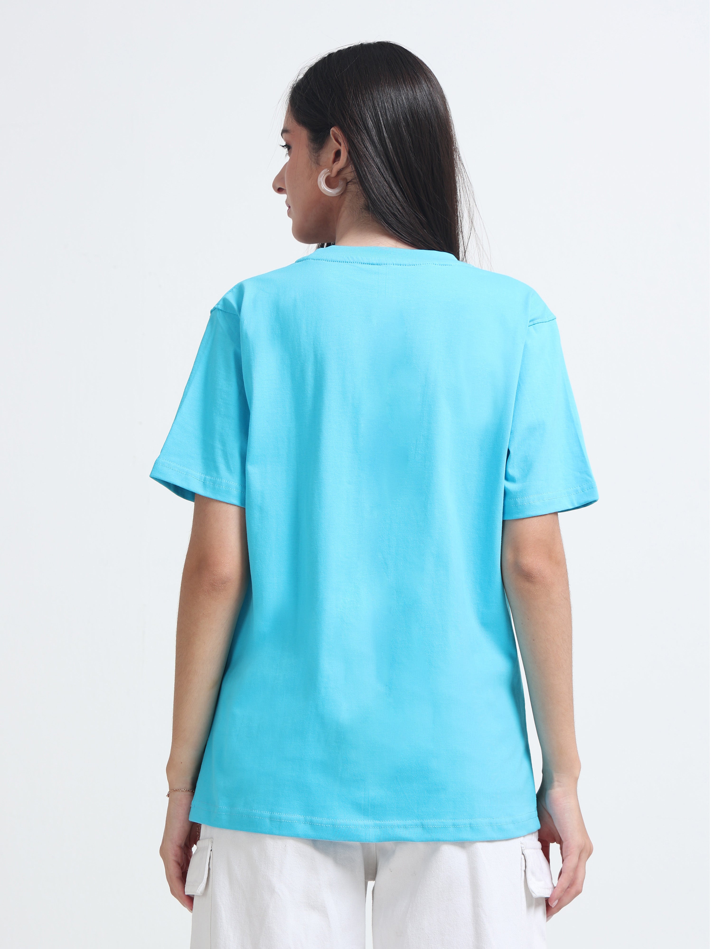 Premium Blue Cotton round neck T-Shirt for women's  – Regular Fit