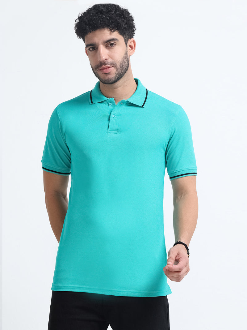 Premium Blue Cotton Polo T-Shirt for men's  – Regular Fit