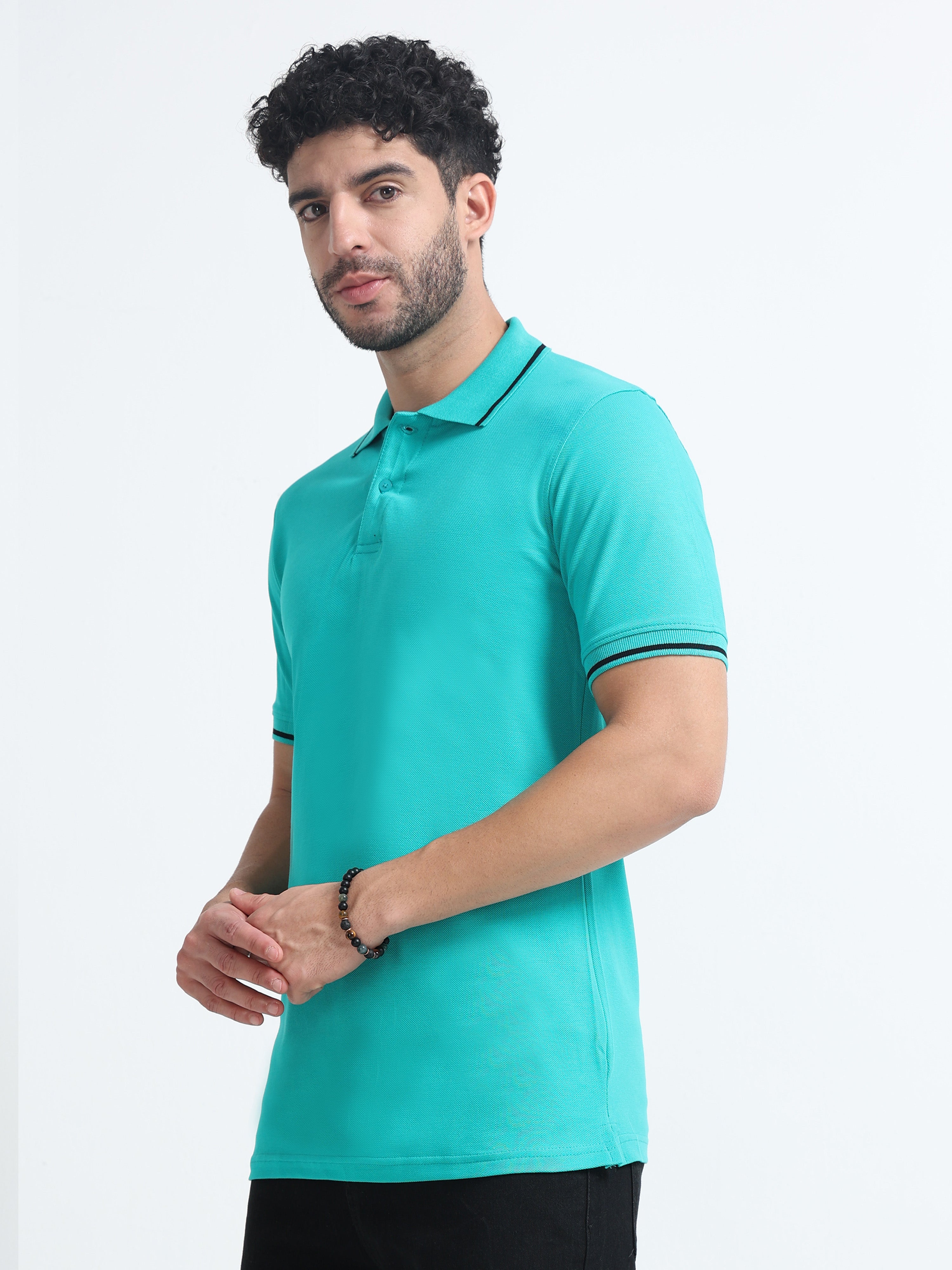 Premium Blue Cotton Polo T-Shirt for men's  – Regular Fit