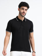 Premium Black Cotton Polo T-Shirt for men's  – Regular Fit