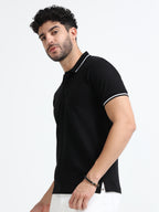 Premium Black Cotton Polo T-Shirt for men's  – Regular Fit