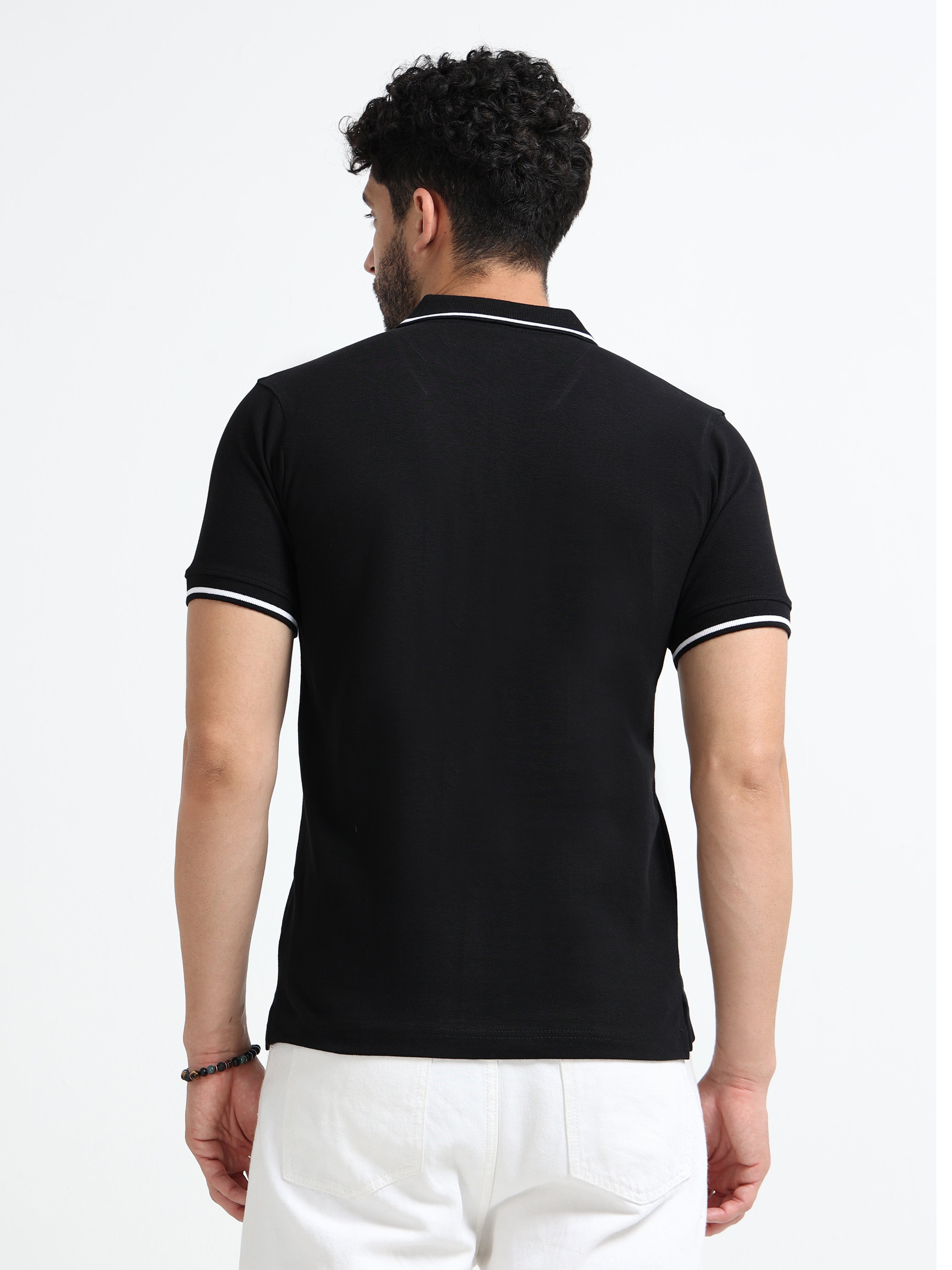 Premium Black Cotton Polo T-Shirt for men's  – Regular Fit
