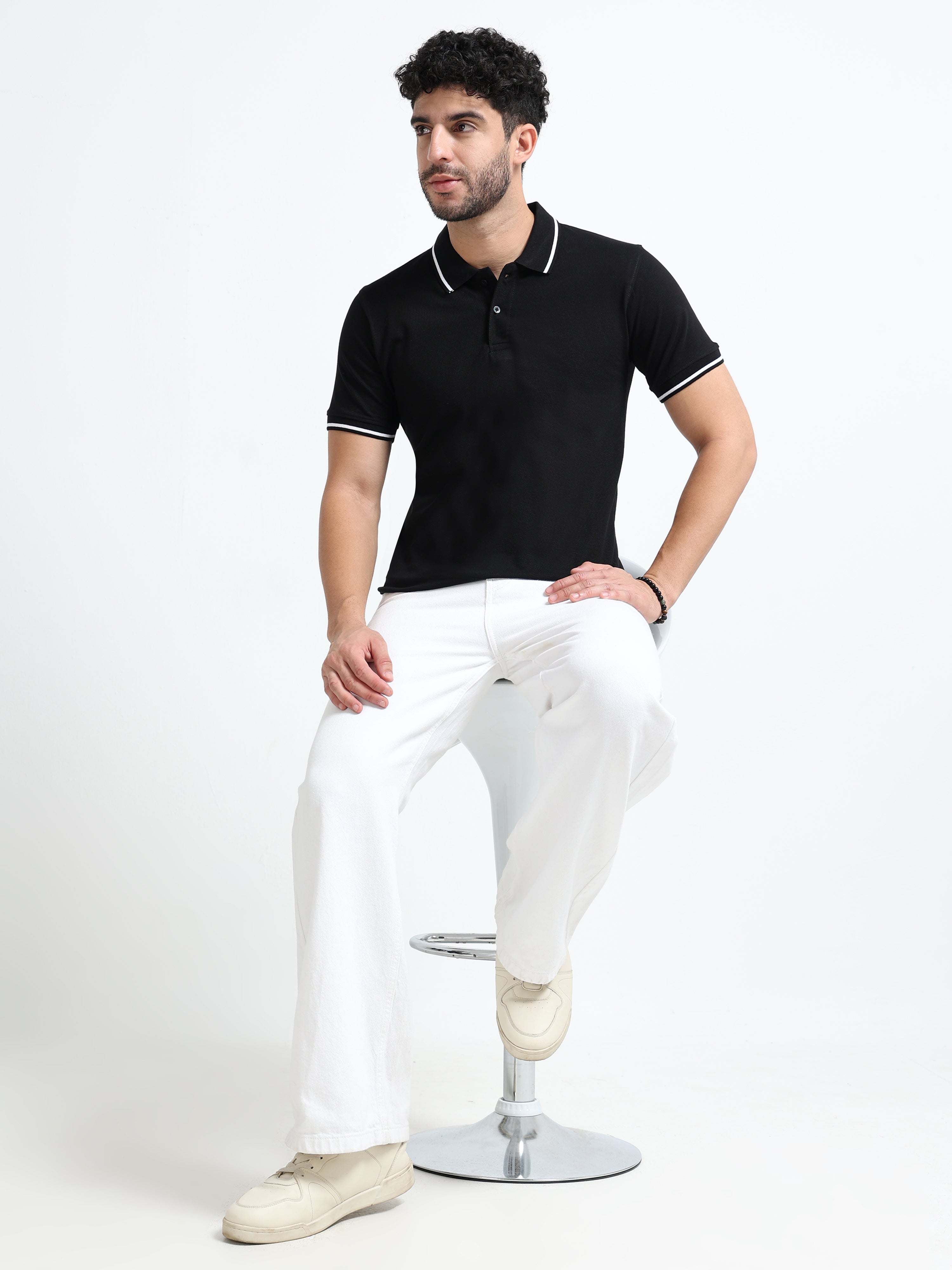 Premium Black Cotton Polo T-Shirt for men's  – Regular Fit