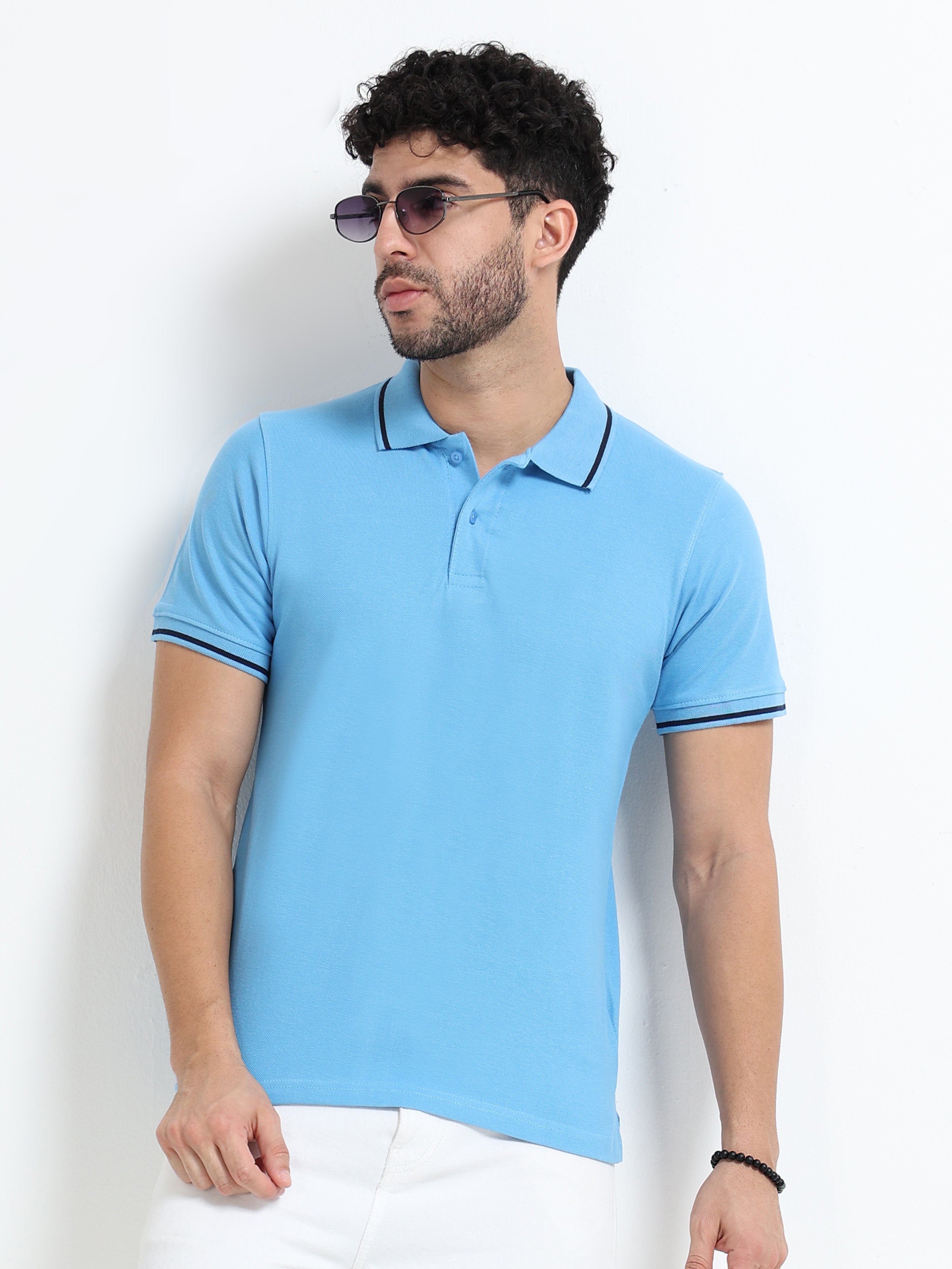 Premium sky Blue Cotton Polo T-Shirt for men's  – Regular Fit