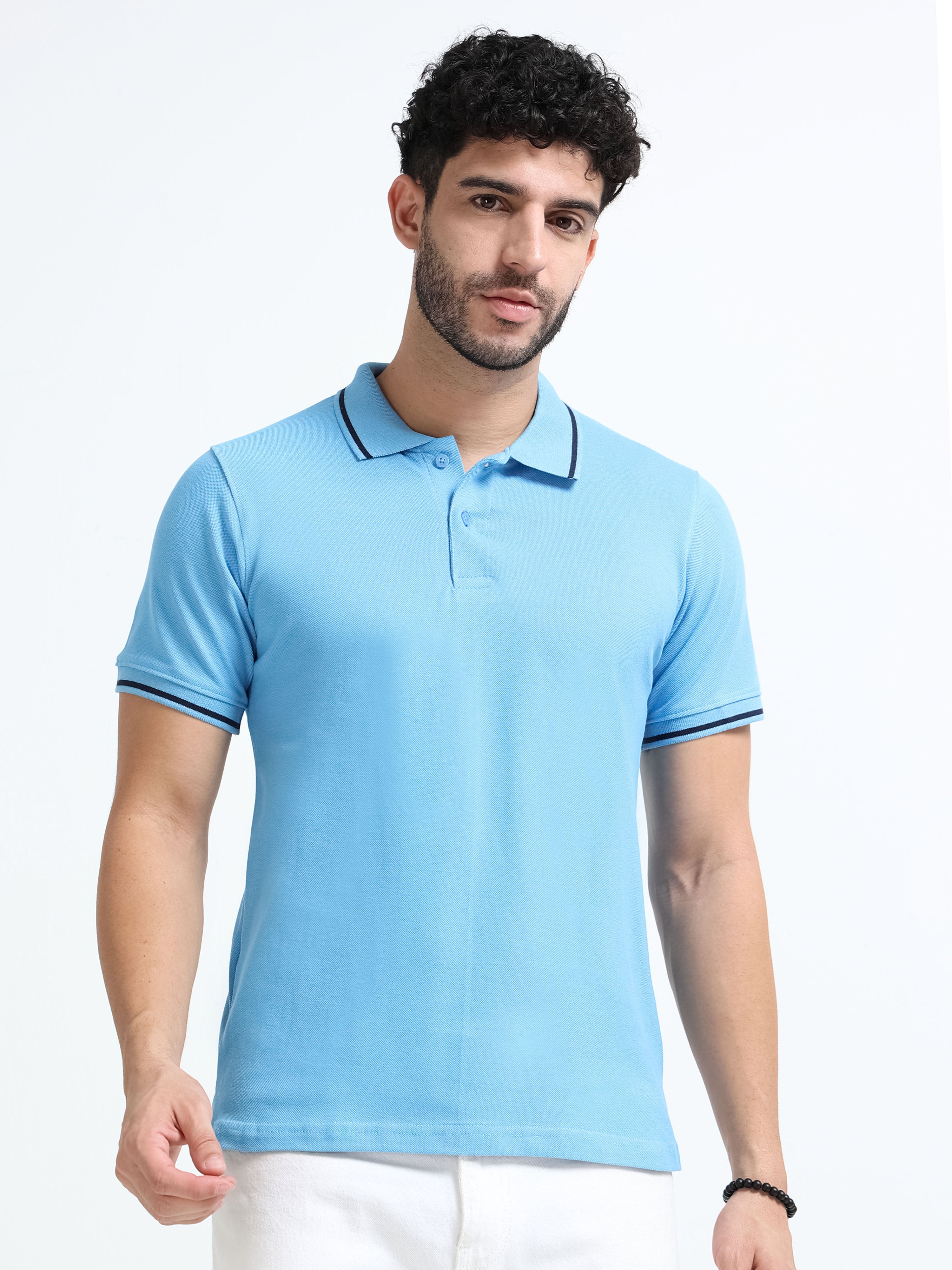 Premium sky Blue Cotton Polo T-Shirt for men's  – Regular Fit