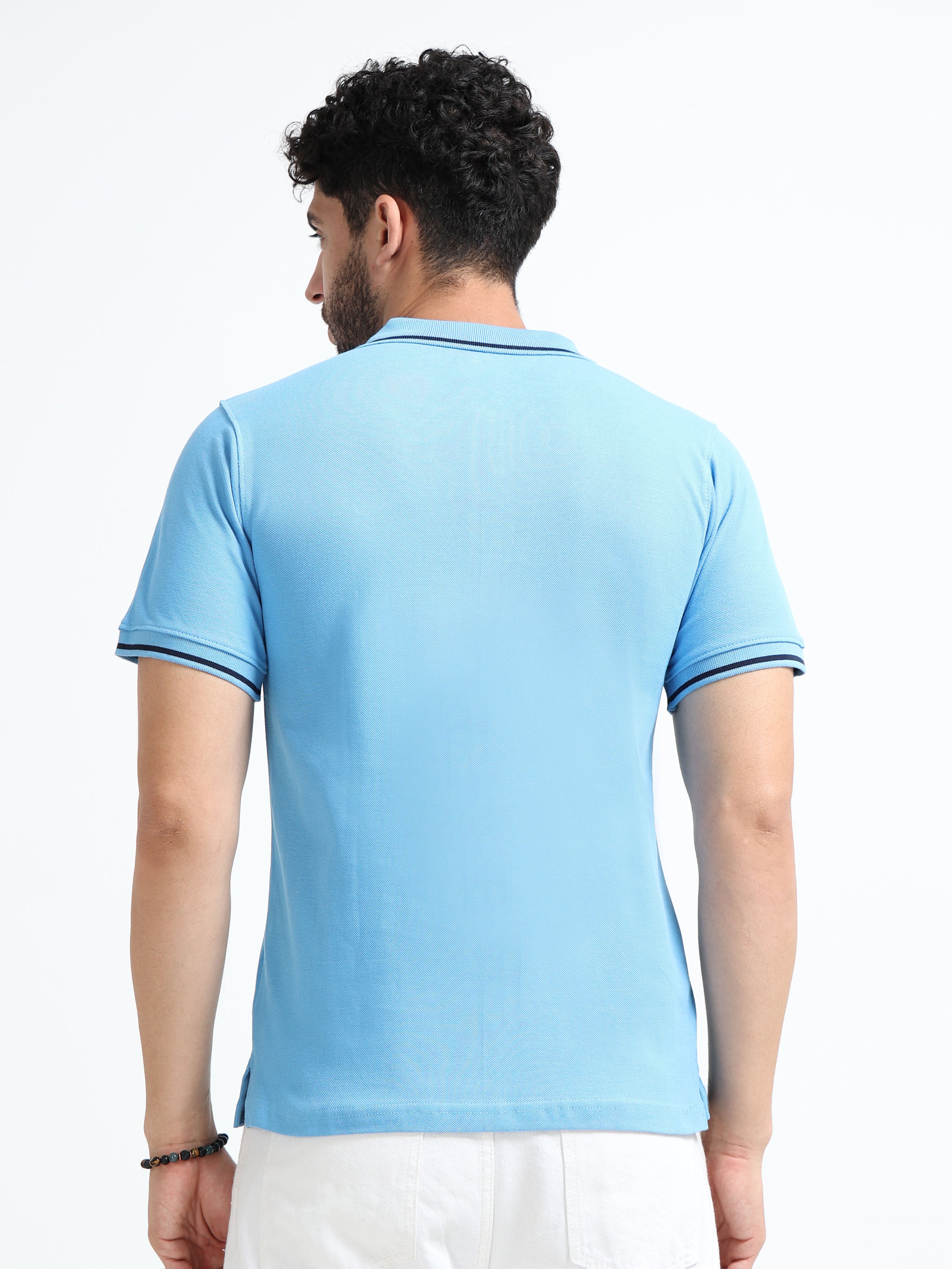 Premium sky Blue Cotton Polo T-Shirt for men's  – Regular Fit