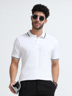 Premium White Cotton Polo T-Shirt for men's  – Regular Fit