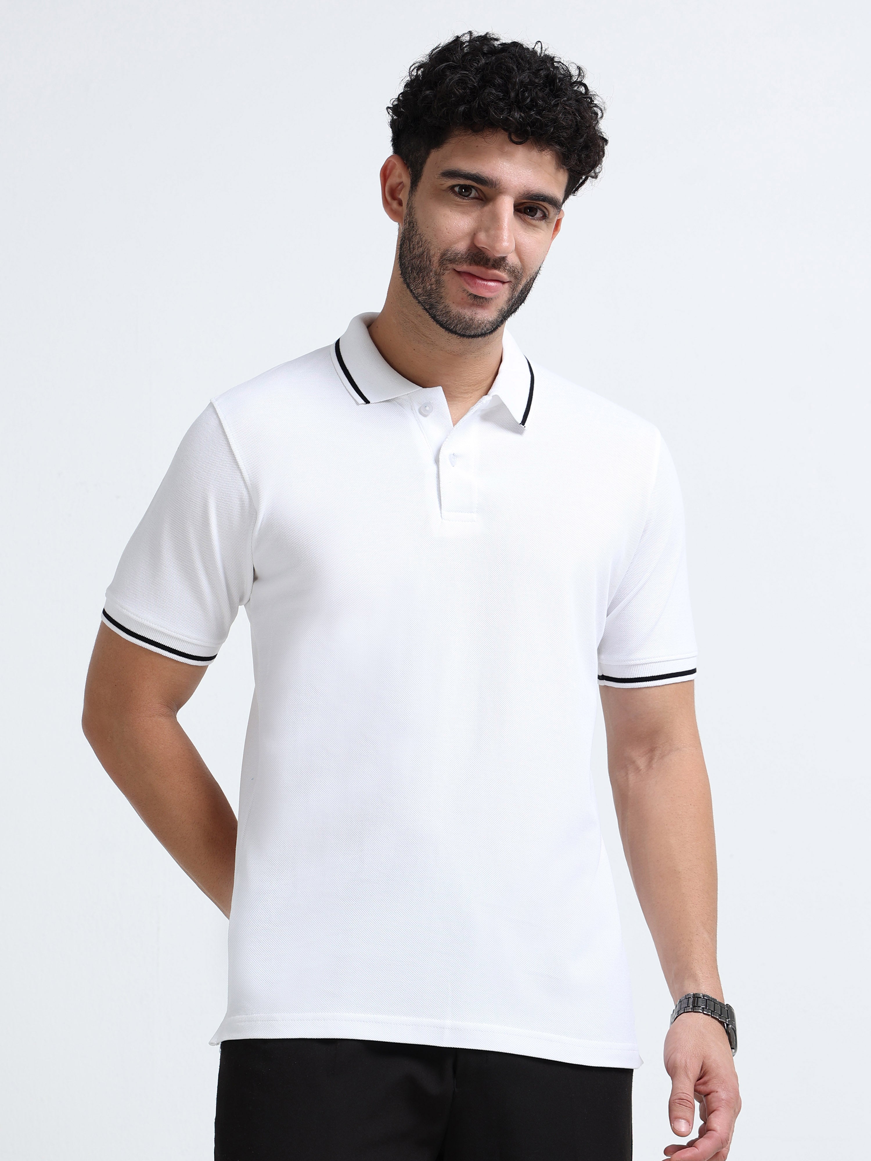Premium White Cotton Polo T-Shirt for men's  – Regular Fit