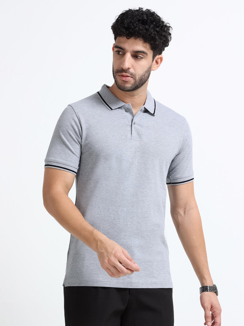 Premium Grey Cotton Polo T-Shirt for men's  – Regular Fit