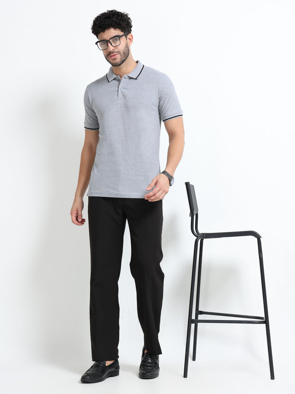 Premium Grey Cotton Polo T-Shirt for men's  – Regular Fit
