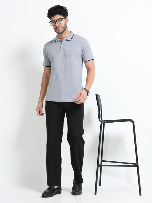 Premium Grey Cotton Polo T-Shirt for men's  – Regular Fit
