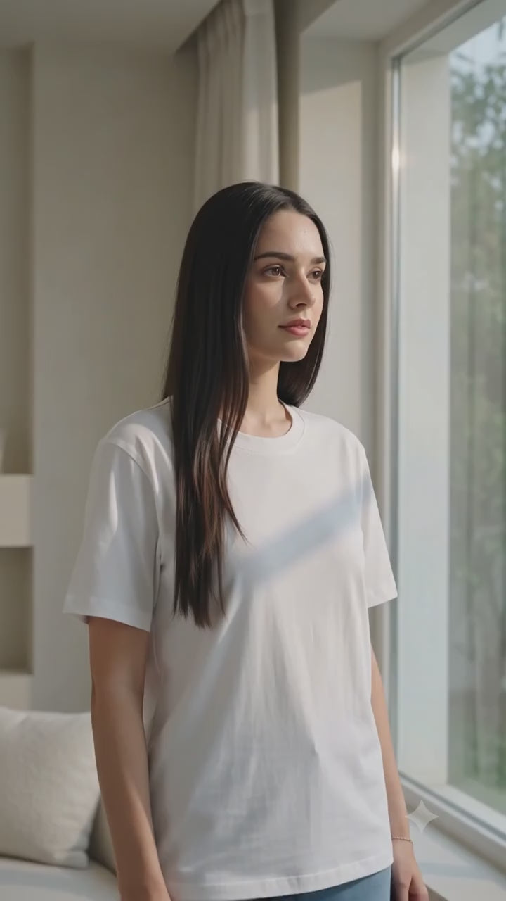 Premium White Cotton Round neck T-Shirt for women's  – Regular Fit