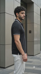 Premium Black Cotton Polo T-Shirt for men's  – Regular Fit